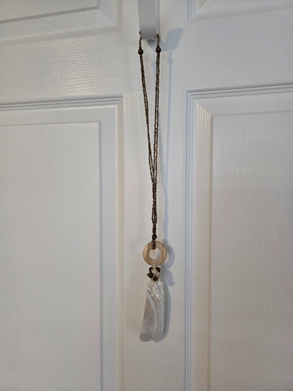 Unique Beaded Shell and Wood Necklace